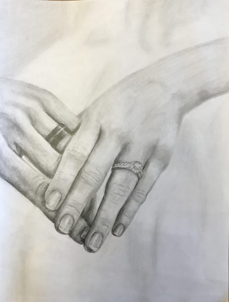 A tender graphite drawing. 9x12